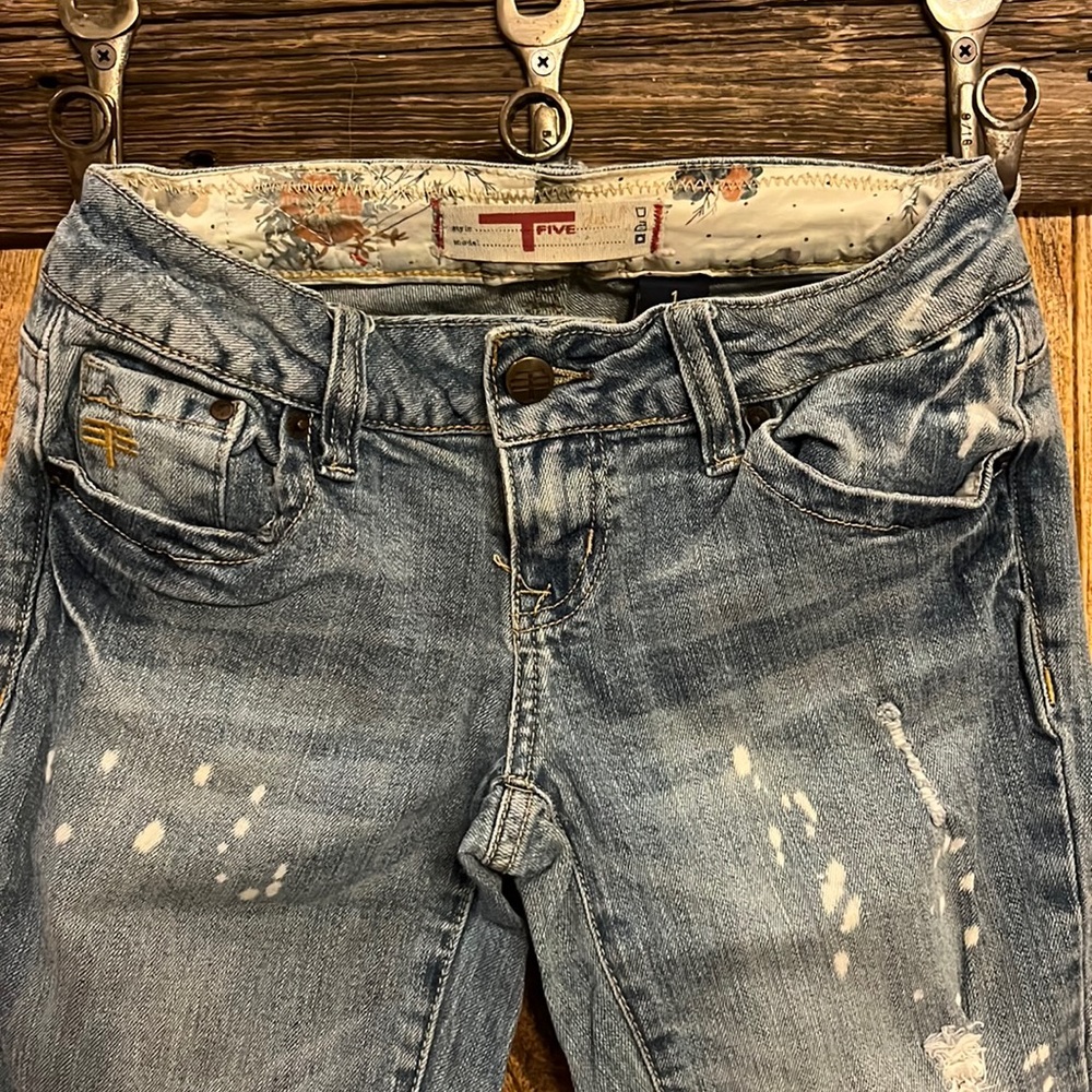 TFive destroyed paint splatter skinny Jeans